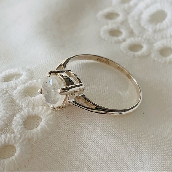 Moonstone Solitaire Sterling Silver Ring - Picture 7 of 8